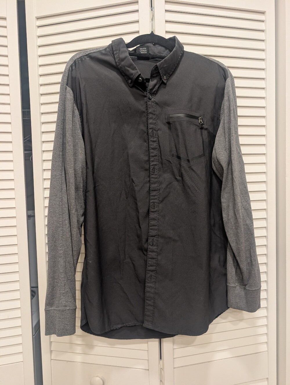 Oakley Men's Two-Tone Long Sleeve Button-Up Shirt - Black & Gray Size XL Slim Fi